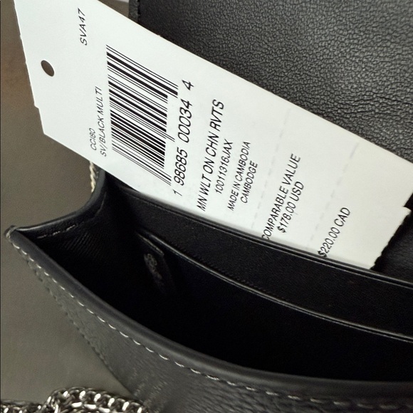 Coach Black Crossbody Cardholder with Gold and Silver Accents - Picture 3 of 11